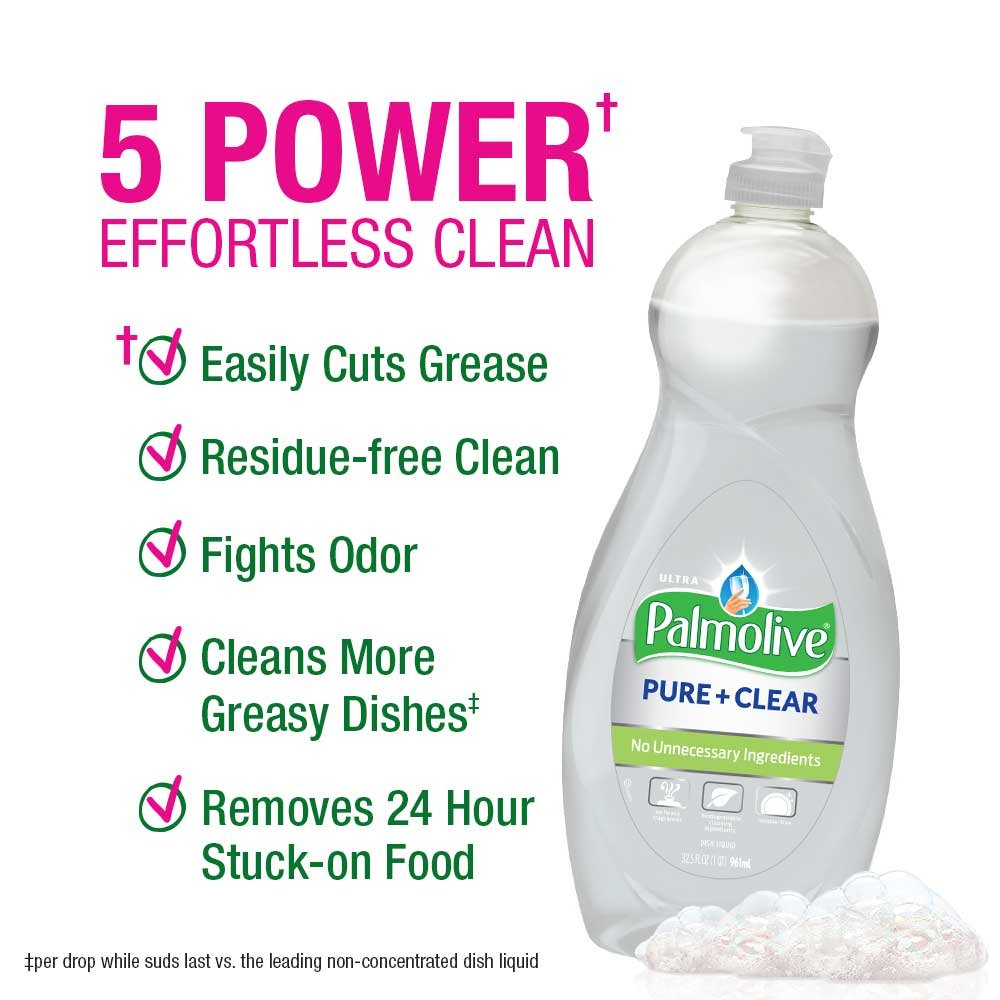 Palmolive Ultra Liquid Dish Soap, Pure and Clear, 32.5 Fl Oz