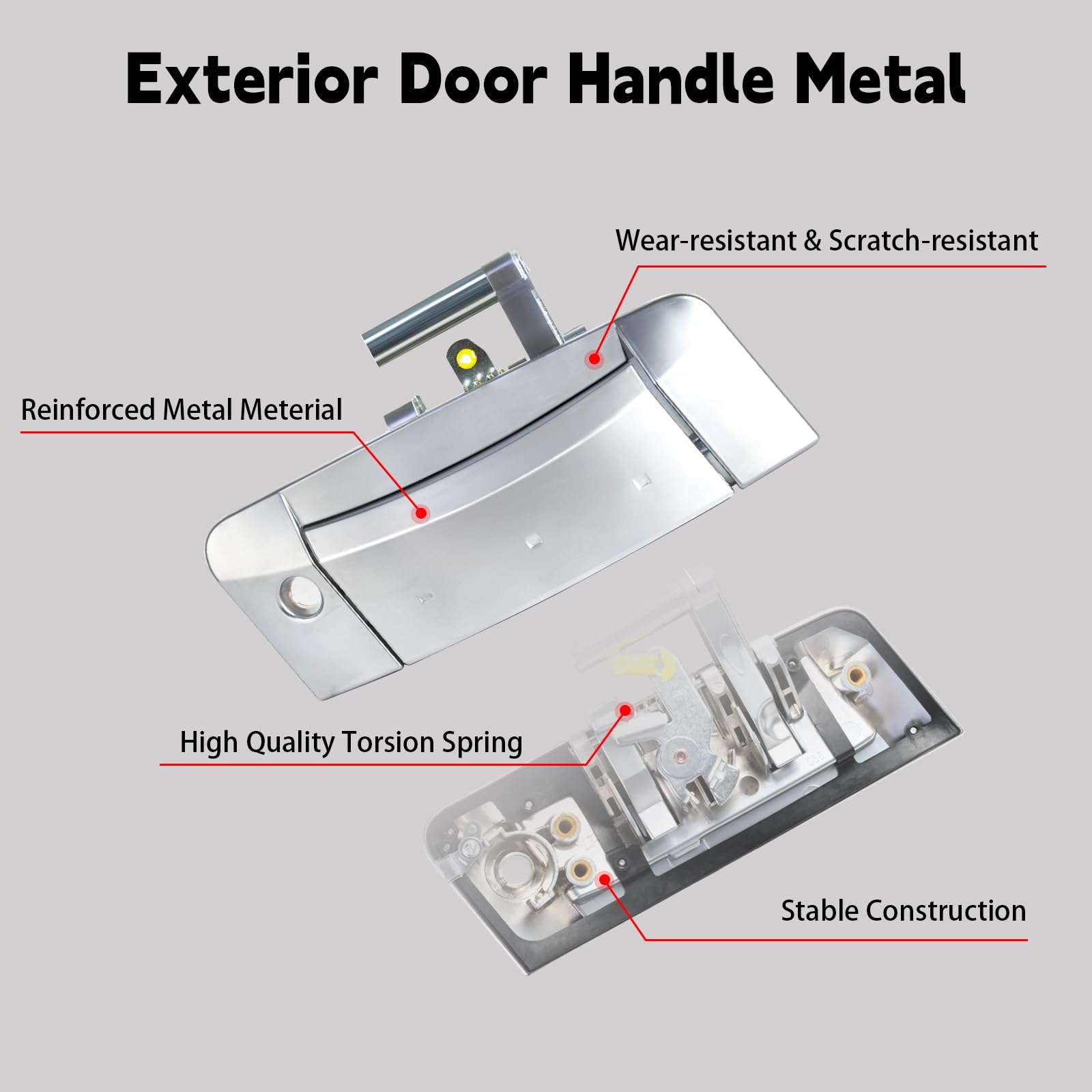 FAERSI Exterior Door Handle Metal Front Left Driver Side with Key Hole Replacements for 2003 2004 2005 2006 2007 2008 2009 Nissan 350Z #80607-CD41E, 80607-CD41D, 80607CD40B