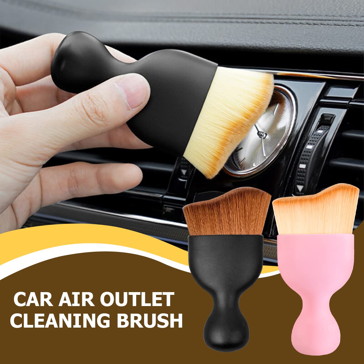 Blilo Car Interior Detailing Brush, Auto Soft Hair Cleaning Brushes, Scratch Free Curved Dirt Dust Collectors, Removal Tool for Vehicle Dashboard Air Conditioner Vents Leather (Grey/1PCS)