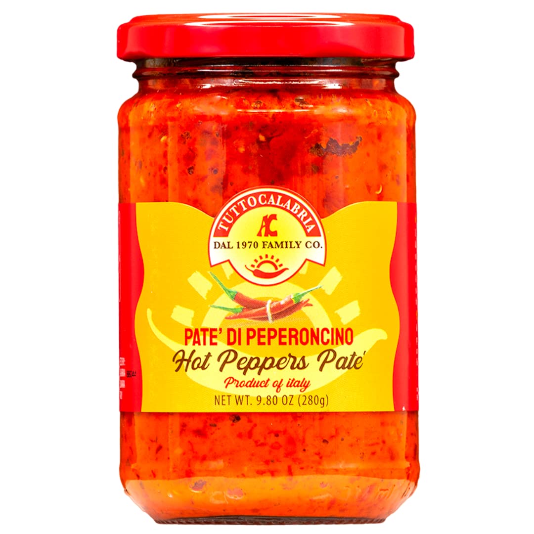 TUTTOCALABRIA Pate Crushed Calabrian Chili Pepper Pate, Smoother Textured Version of Our Crushed Pepper Paste, 10 oz