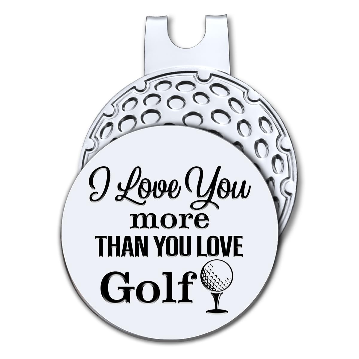 Hafhue I Love You More Than You Love Golf Golf Ball Marker with Magnetic Hat Clip, Funny Golf Accessories and Golf Gifts for Men Women Husband Wife, Birthday for Golfer Golf Lover