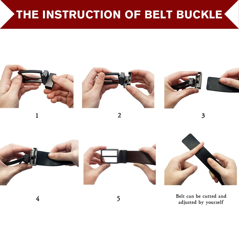 maikun Reversible Belt for Men, Waist Belt for Men, Ratchet Belt for Men, Brown,45''Long, Fit for waist size 35-38''