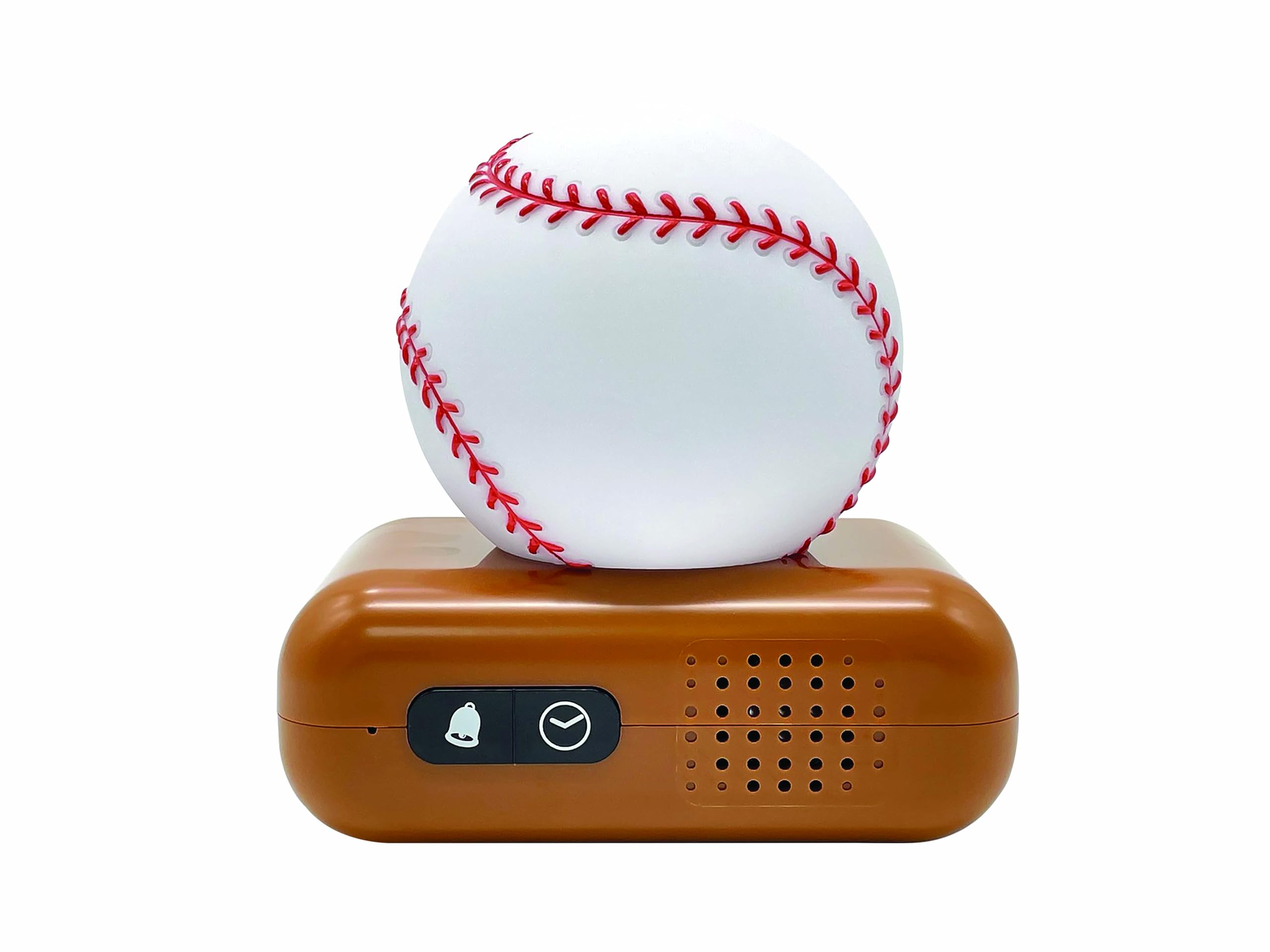 Lexibook, Baseball - Baseball Nightlight Alarm Clock, Sounds and Melodies, LCD Backlit Screen, Luminous, Snooze, Brown/White, RL800BL