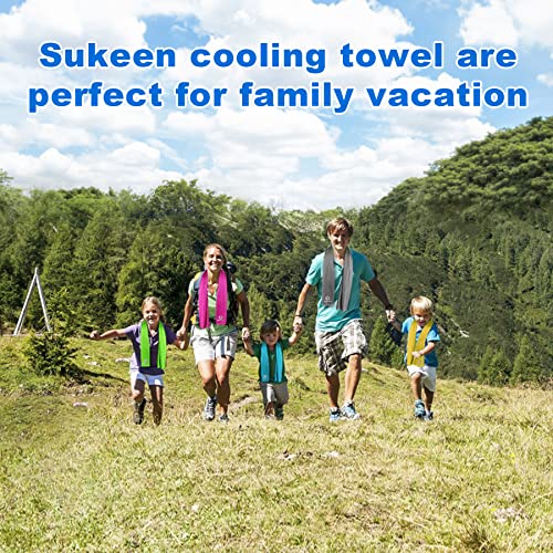 Sukeen 12pack Cooling Towel (40"x12") Bulk Ice Towel,Soft Breathable Chilly Towel,Microfiber Towel for Yoga,Sport,Running,Gym,Workout,Camping,Fitness,Workout & More Activities