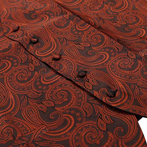 Epoint EGC1B01E-M Black Orange Paisley Mens Jewelry Waistcoat Woven Microfiber Working Day Dad Medium Vest