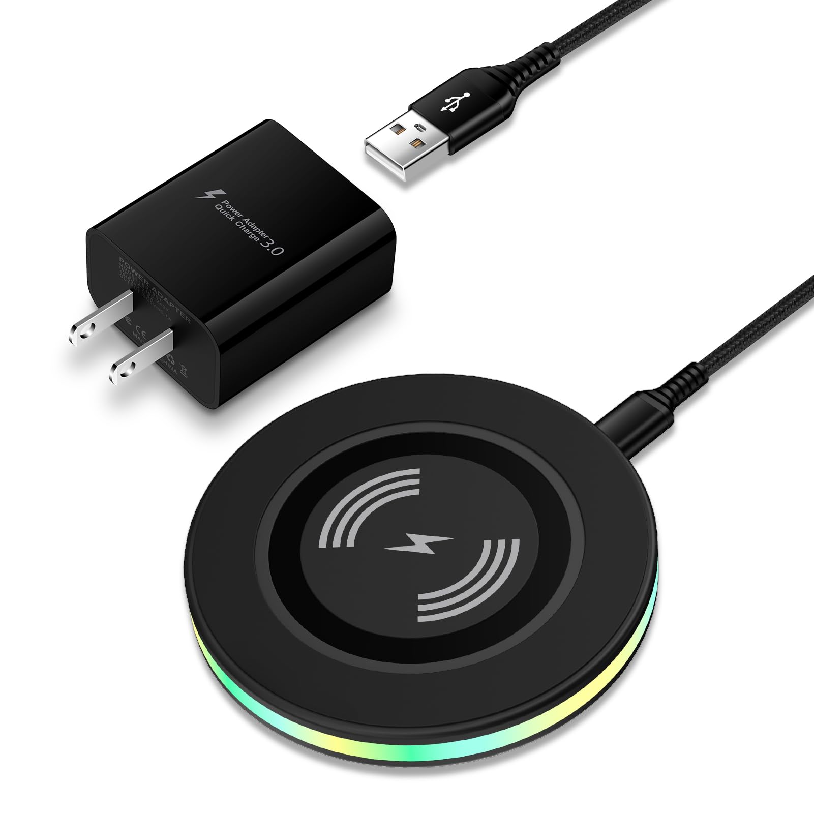 15W Samsung Wireless Charger with Fast QC 3.0 Wall Adapter for Galaxy S24 S23 Ultra S22 S21 FE S20 Z Fold 5 Flip 5 4,Motorola Moto Edge 2022 Edge+ Razr 2023 G Power 2024,Phone Station Charging Pad