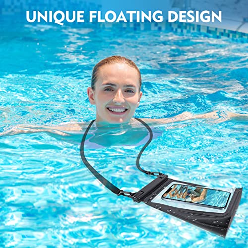 Large Floating Waterproof Phone Pouch [with Sealing Strip], Cell Phone Dry Bag Case for iPhone 15 14 13 12 Pro Max Galaxy Google All Phones, Universal Float Waterproof Bag for Beach Vacation