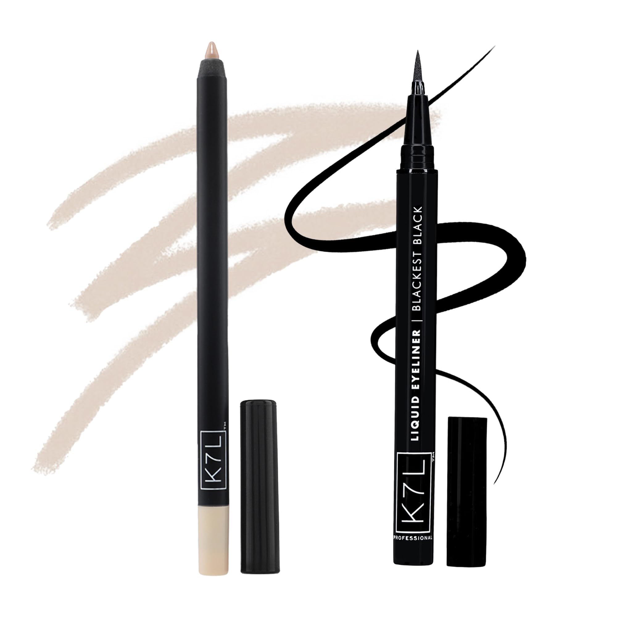 K7L Cream Nude Eyeliner and Liquid Black Eyeliner - Create a Natural Look That's Long-lasting and Waterproof