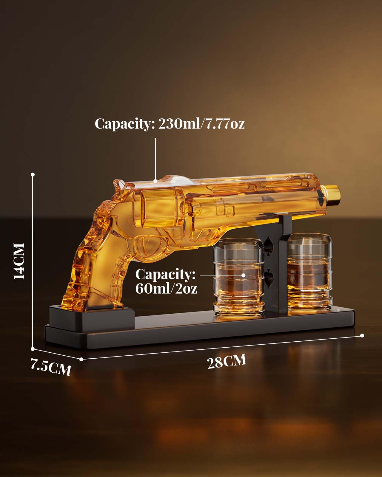 Gun Whiskey Decanter Sets for Men, Kollea Liquor Decanter Set with Glass, Unique Christmas Birthday Gift Idea for Men Dad, Cool Anniversary Stuff Gift for Him Husband, Dispenser for Bar Drinking Party