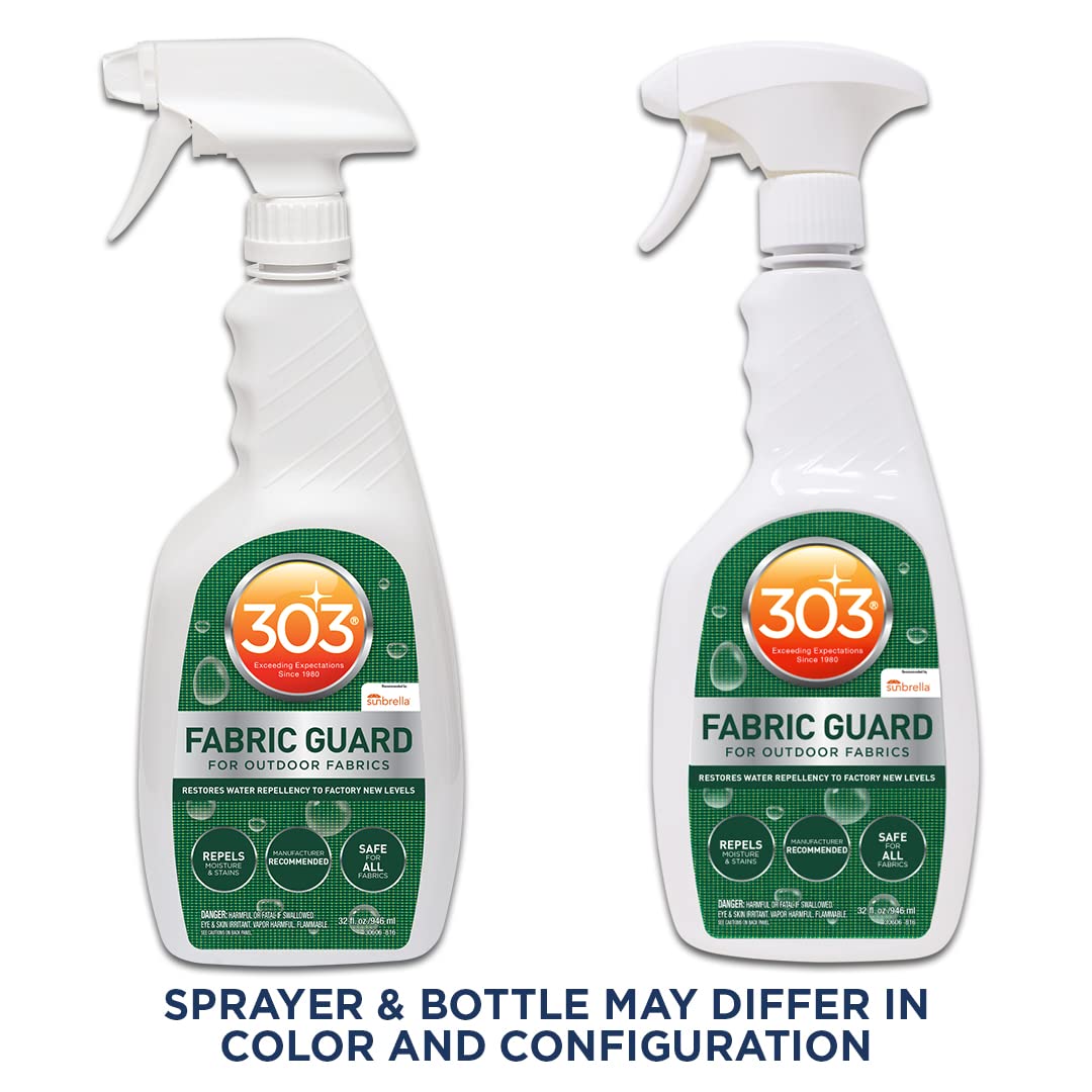 303 Products Fabric Guard - Restores Water and Stain Repellency To Factory New Levels, Simple and Easy To Use, Manufacturer Recommended, Safe For All Fabrics, 32oz (30606CSR) Packaging May Vary