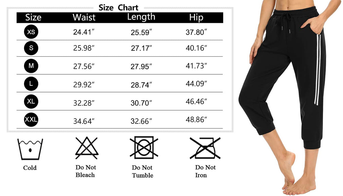 KaiDi Women's Sweatpants Capri Pants Comfy Loose Athletic Running Workout Pants Lounge Joggers Pants with Pockets (Black,L)