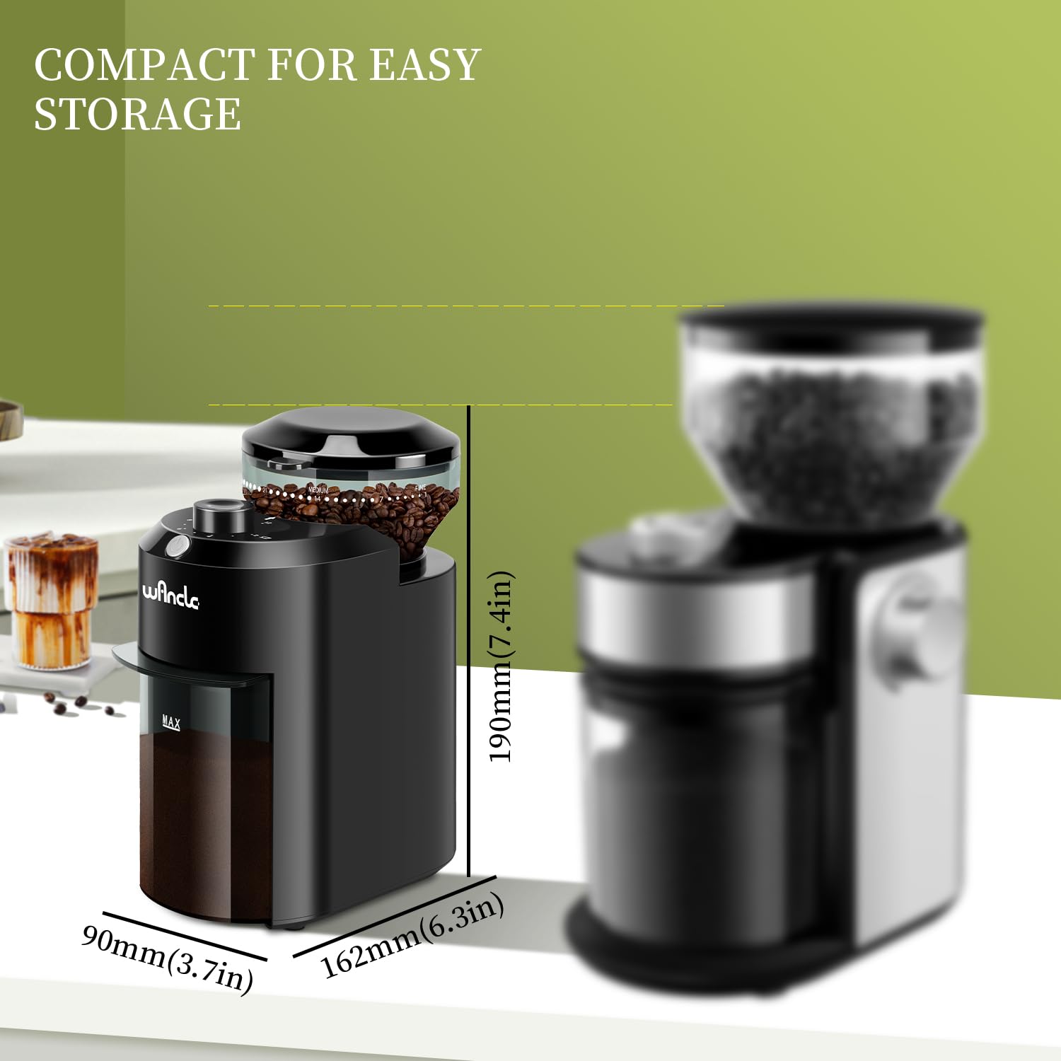 Wancle Electric Burr Coffee Grinder - Adjustable with 28 Precise Grind Settings for 12 Cups - Professional Coffee Bean Grinder