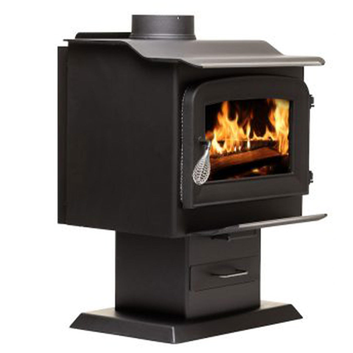 Ashley Hearth Pedestal Wood Burning Stove, Heats 1,200 Sq. Ft., EPA Certified, AW1120E-P, Black
