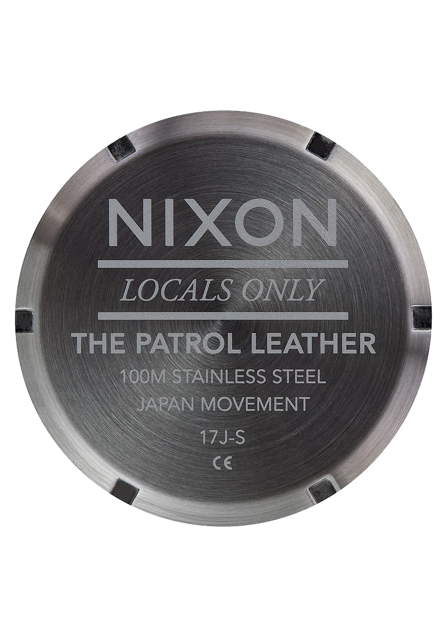 NIXON Patrol Leather A1243 - Gunmetal/Gold - 100m Water Resistant Men's Analog Classic Watch (42mm Watch Face, 21mm Leather Band)