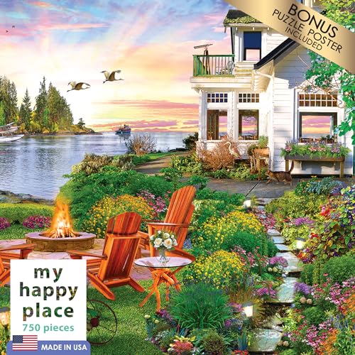 RoseArt My Happy Place-Harbor House-750 Piece Jigsaw Puzzle for Adults