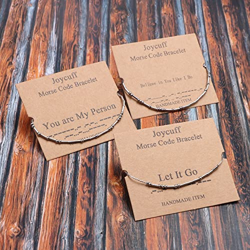 JoycuFF Aunt Friendship Morse Code Bracelets Inspirational Gifts For Best Friends Women Mother Daughter Aunt Sister Mothers Day Birthday Christmas Stianless Steel Jewelry Silver Bracelet