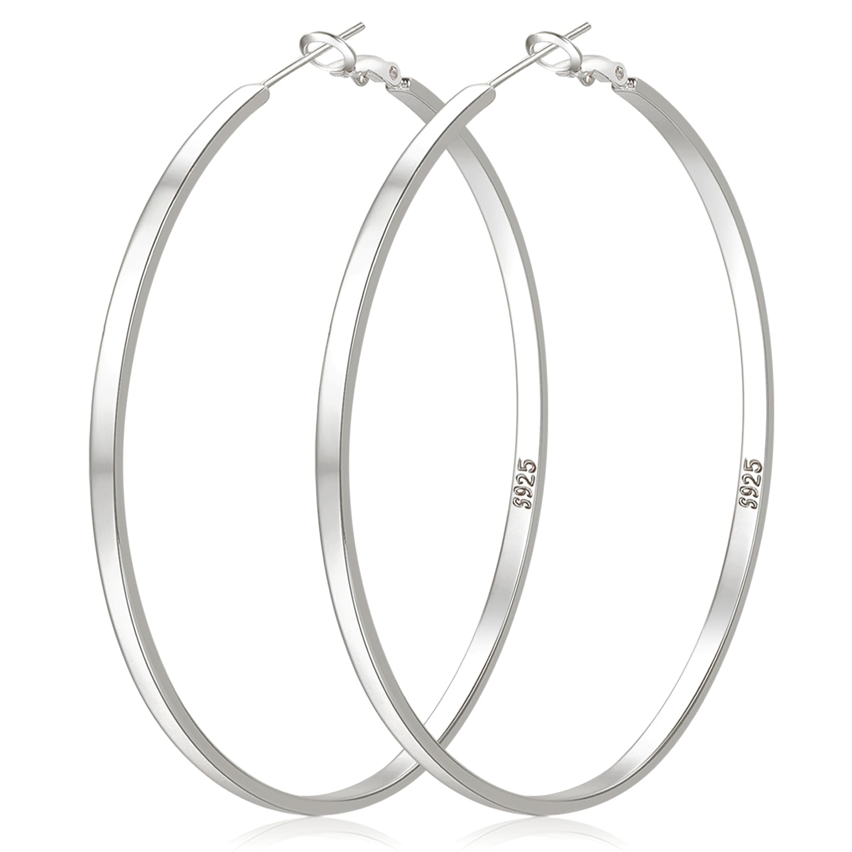 LOUMILEO Large Silver Hoop Earrings for Women Hypoallergenic Sterling Silver Hoop Earrings Lightweight Big Silver Hoop Earrings 3mm Thin Silver Hoop Eearrings for Women Girls 70MM