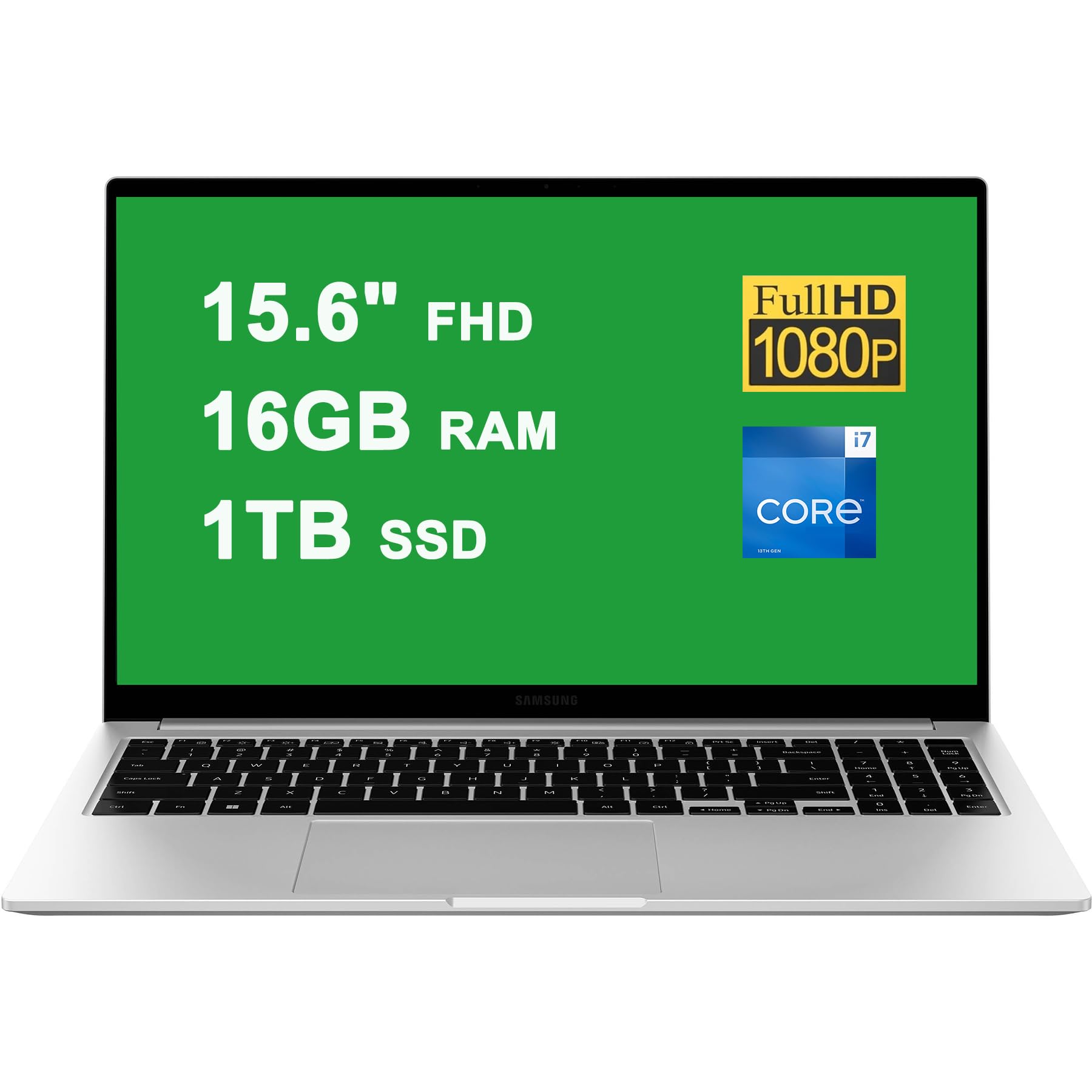 Samsung Galaxy Book3 Thin and Light Business Laptop 15.6" FHD Anti-Glare Intel 10-Core i7-1355U Processor 16GB RAM 1TB SSD Backlit Fingerprint USB-C Fast Charging Long-Lasting Battery Win11 Silver