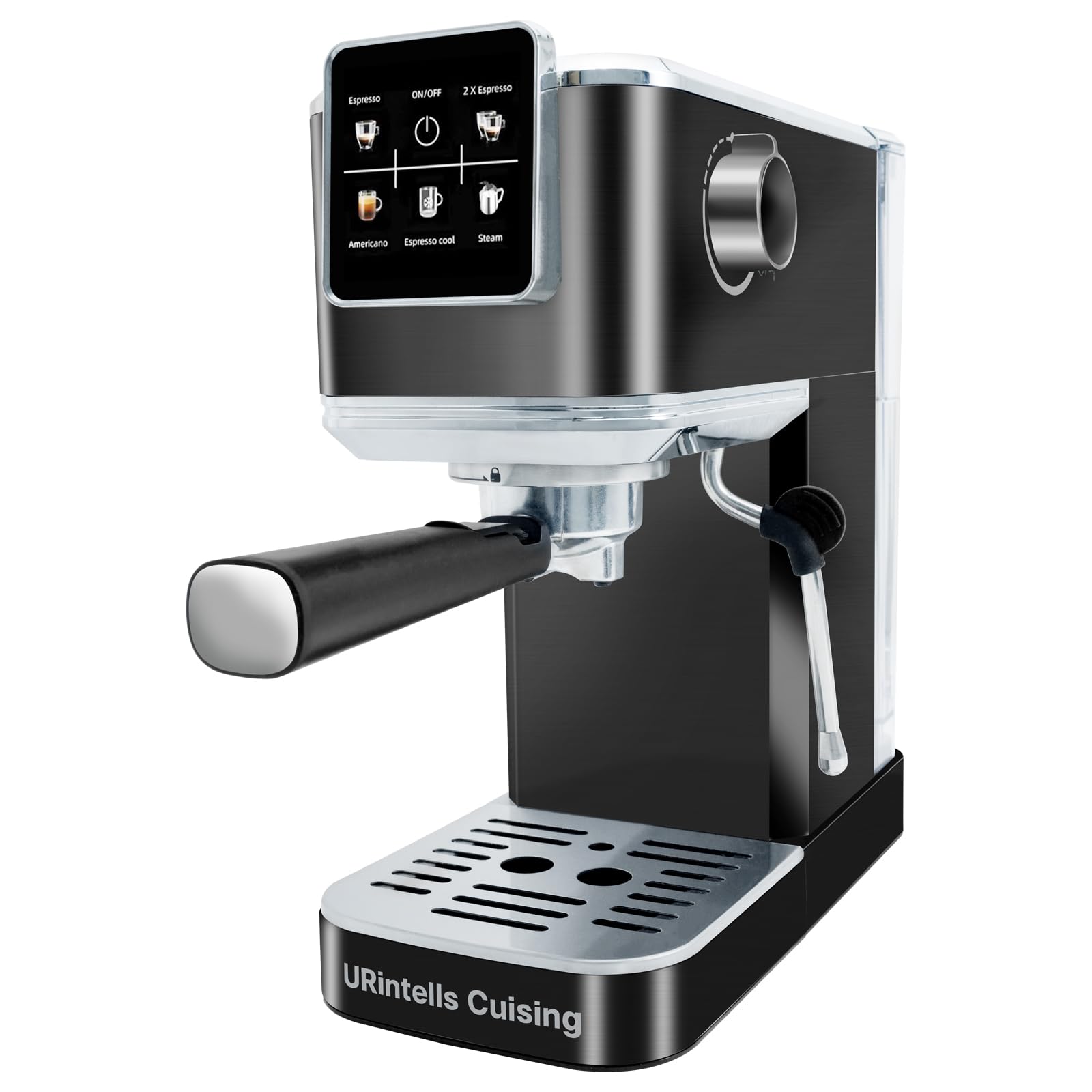 URintells Cuising Espresso Machine 20 Bar, Touch Screen Espresso Maker with Americano, Coffee Machine with Steam Milk Frother, Stainless Steel Cappuccino Latte Machine for Cold Brew Home Gifts, Black