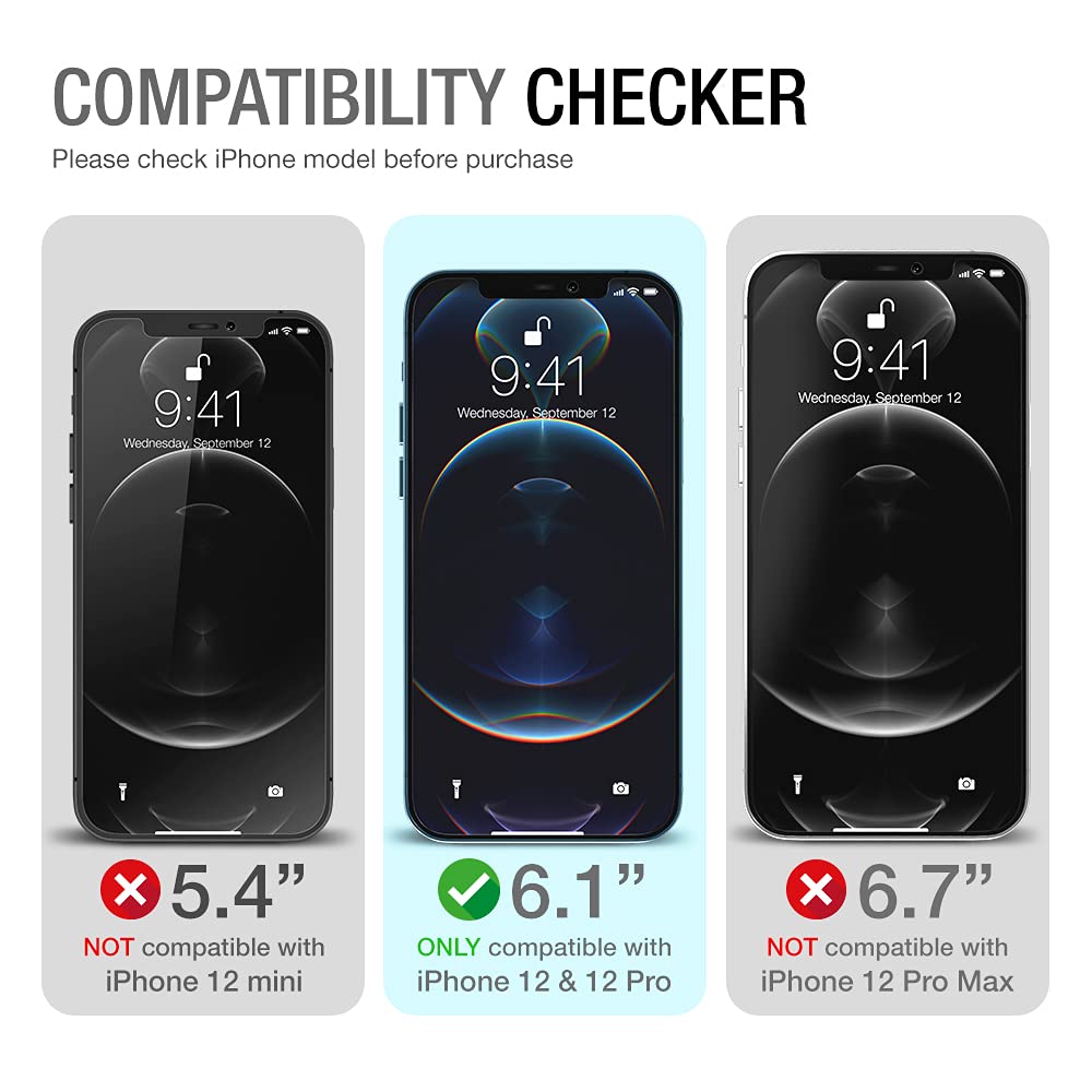 Purity Screen Protector Compatible with iPhone 12 / iPhone 12 Pro 2020 6.1", Tempered Glass Screen Film Designed for iPhone 12 / iPhone 12 Pro Anti-Scratch Work with Most Cases - 3 Pack