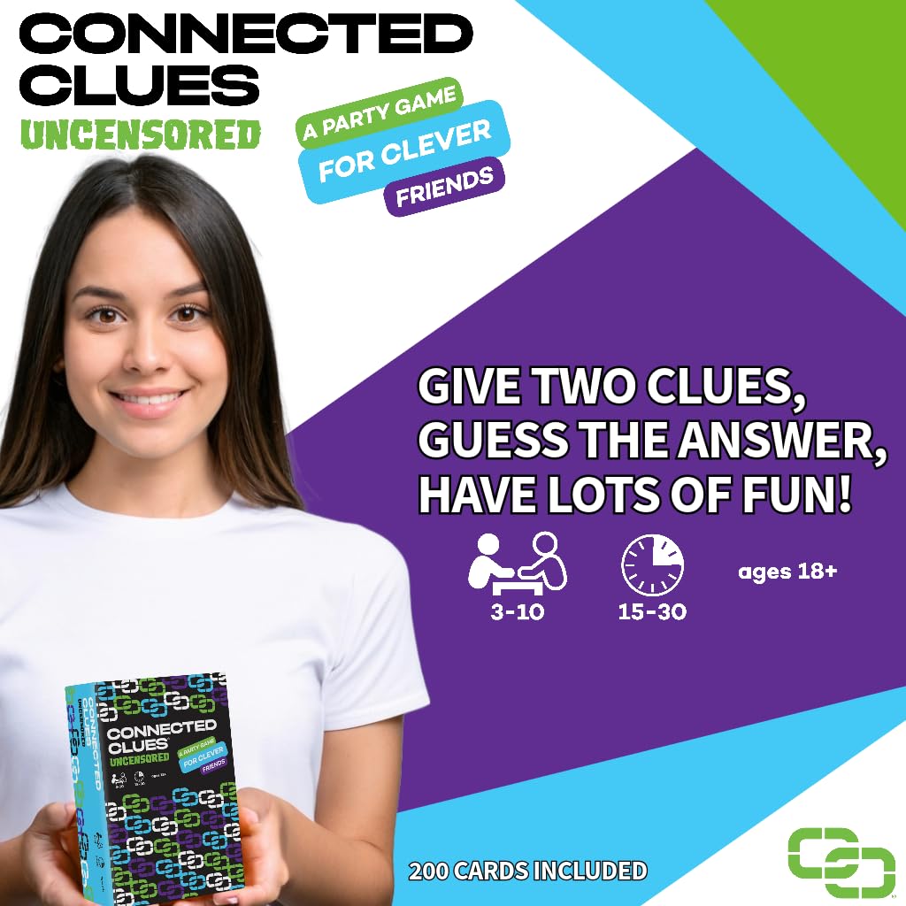 Connected Clues Uncensored - A Party Game for Clever Friends | Phrase Guessing Fun Based on The Popular Before and After Game Show Category | Play Standalone or Mix with Base Game