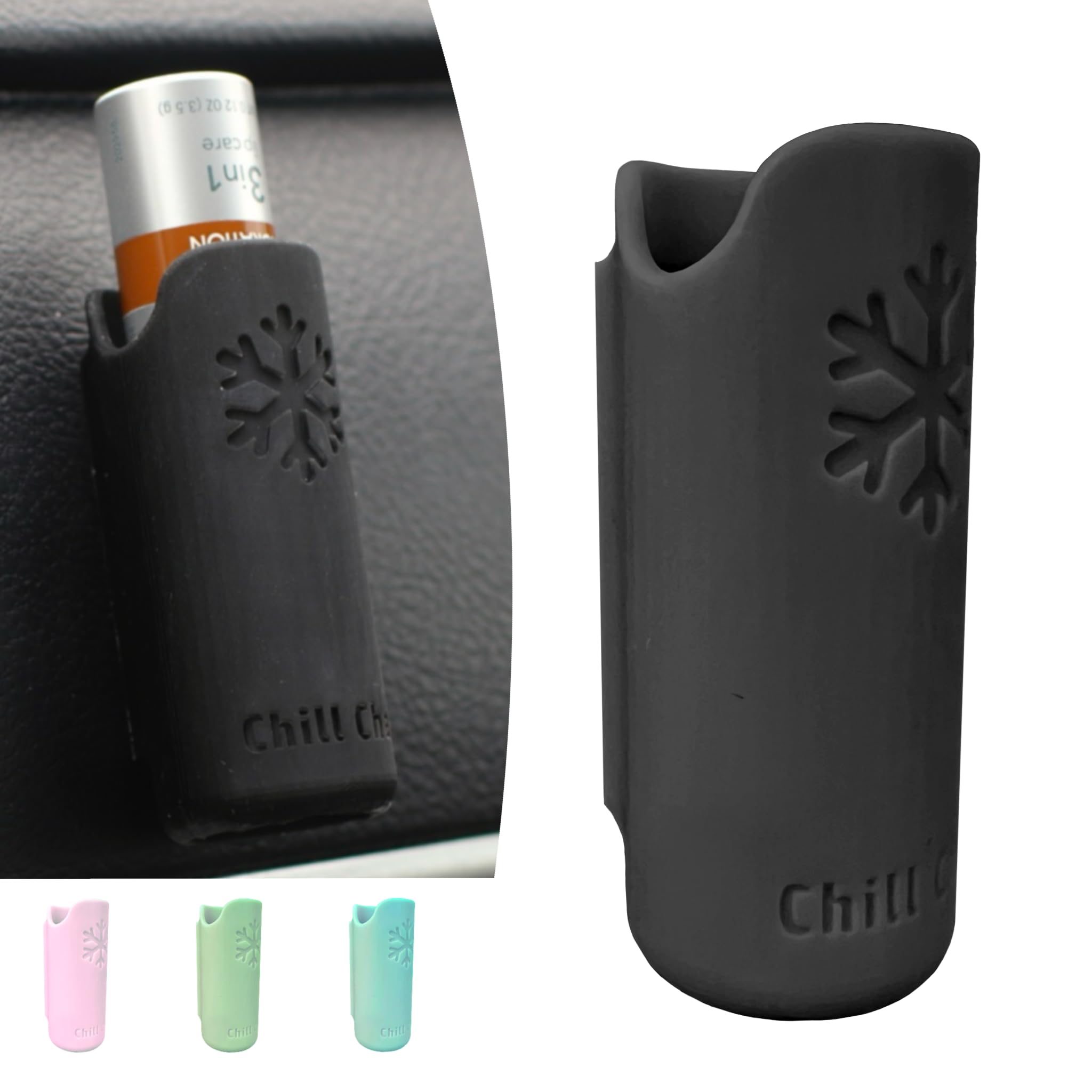 Generic Chill Chap - Insulated Lip Balm Mount - Premium interior car accessory - Keep Your Chapstick Handy and upright! - Great low-cost gift, Black