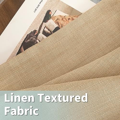 LAMIT 72 inch Linen Curtains for Living Room, Grommet Linen Textured Privacy Drapes Light Filtering Window Treatments Burlap Curtains for Bedroom, Set of 2 Panels (52 x 72 Inch, Beige)