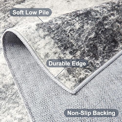 DMOYEST Living Room Area Rugs - 5x7 Abstract Large Soft Indoor Washable Rug Neutral Modern Low Pile Carpet for Bedroom Dining Room Farmhouse Home Office - Grey