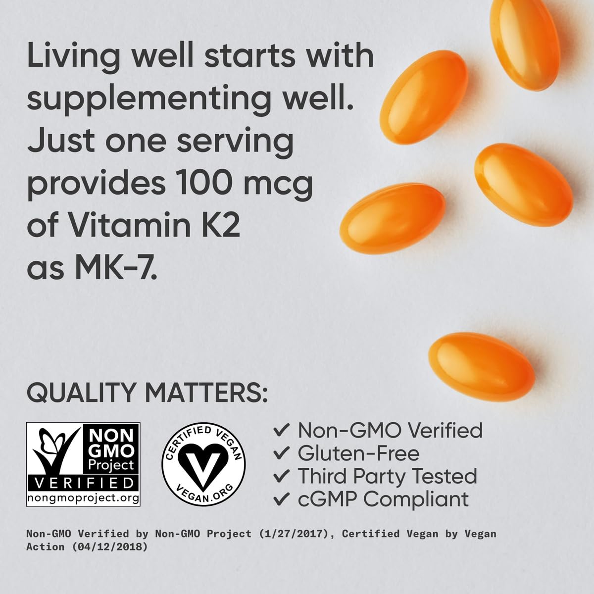 Sports Research Vitamin K2 as MK-7 100mcg with Coconut MCT Oil - 120 Veggie Softgels (4 Month Supply) Vegan Certified, Non-GMO Verified, Gluten & Soy Free