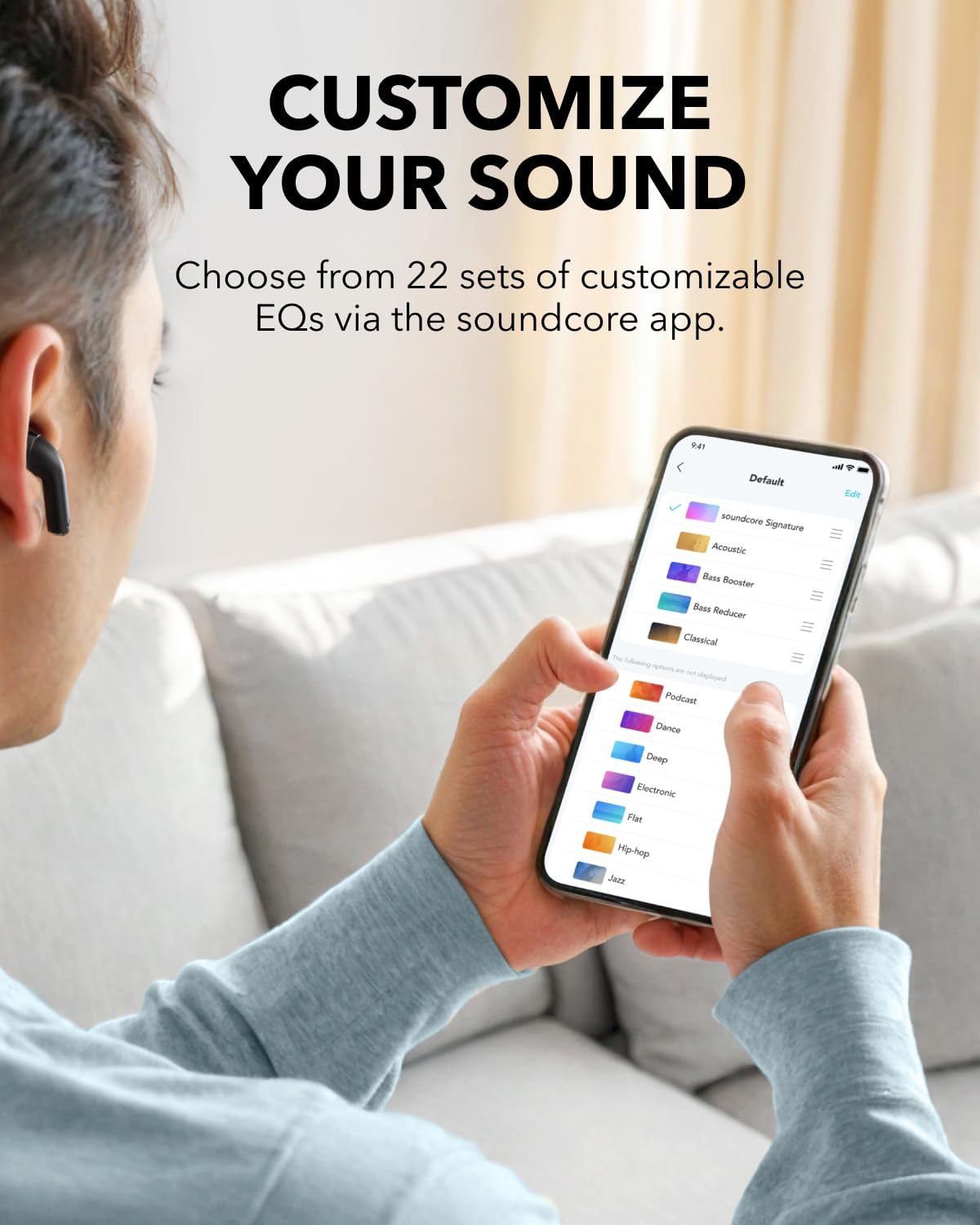 Soundcore K20i by Anker, Semi-in-Ear Earbuds, Bluetooth Wireless, 36H Playtime, Fast Charge, Clear Sound, Comfortable Fit, ENC 2-Mic Clear Calls, Custom EQ, IPX5, Bluetooth 5.3, App Control