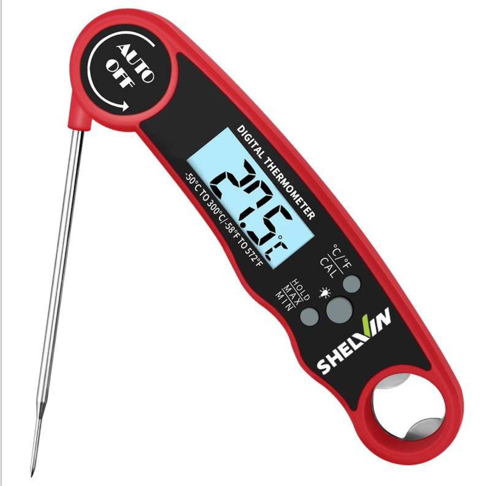 Digital Meat Thermometer with Bottle Opener - Waterproof Magnetic Instant Read Temperature Folding Probe for Cooking Hot Food Oil Fryer BBQ Grill Smoker Candy Liquids Beef Chicken Lamb Fish Pork