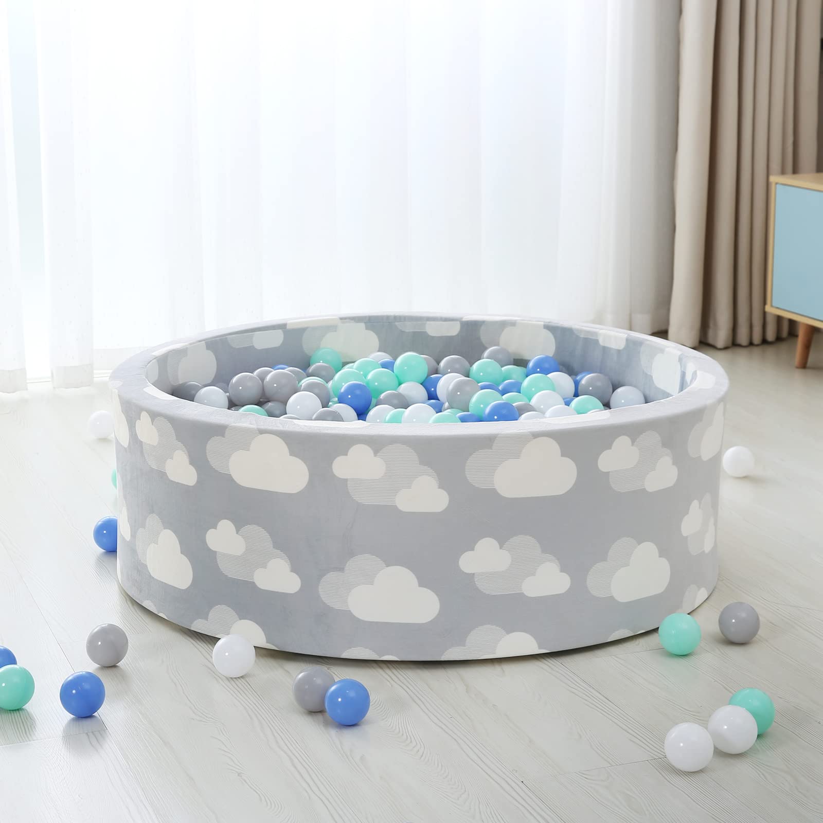 PlayMaty Foam Ball Pits for Kids - Children Baby Play Yard Playpen Fence Balls Game Sponge Balls Pool for toddlers, Girls, Boys Indoor and Outdoor (No Excluding Balls)