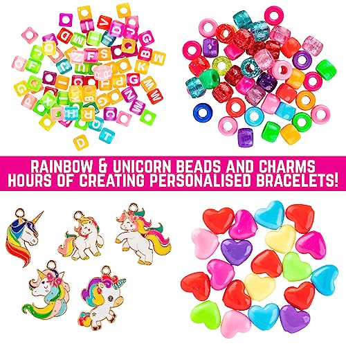 GirlZone Unicorn Charms and Clay Bracelet Kit, Bracelet Making Kit for Girls with Unicorn Charms, Air Dry Clay, Gift Idea & Charm Bracelet Making Kit