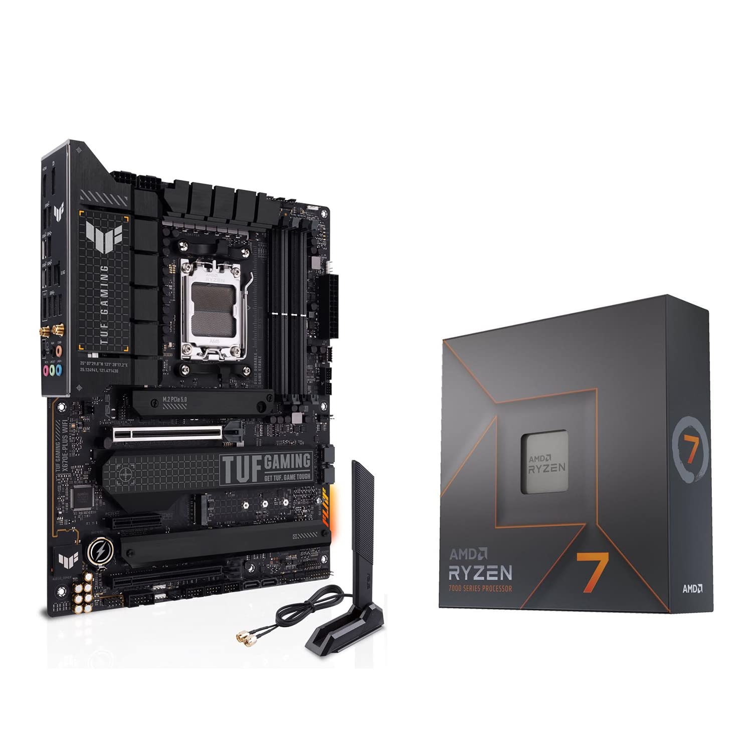 INLAND Micro Center AMD Ryzen 7 7700X 8-Core, 16-Thread Unlocked Desktop Processor Bundle with TUF Gaming X670E-PLUS WiFi ATX Gaming Motherboard