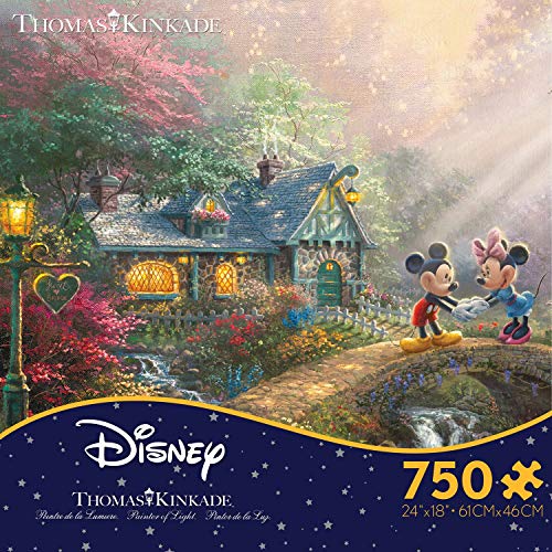 Ceaco - Thomas Kinkade - Disney Dreams Collection - Mickey and Minnie Sweetheart Bridge - 750 Piece Jigsaw Puzzle