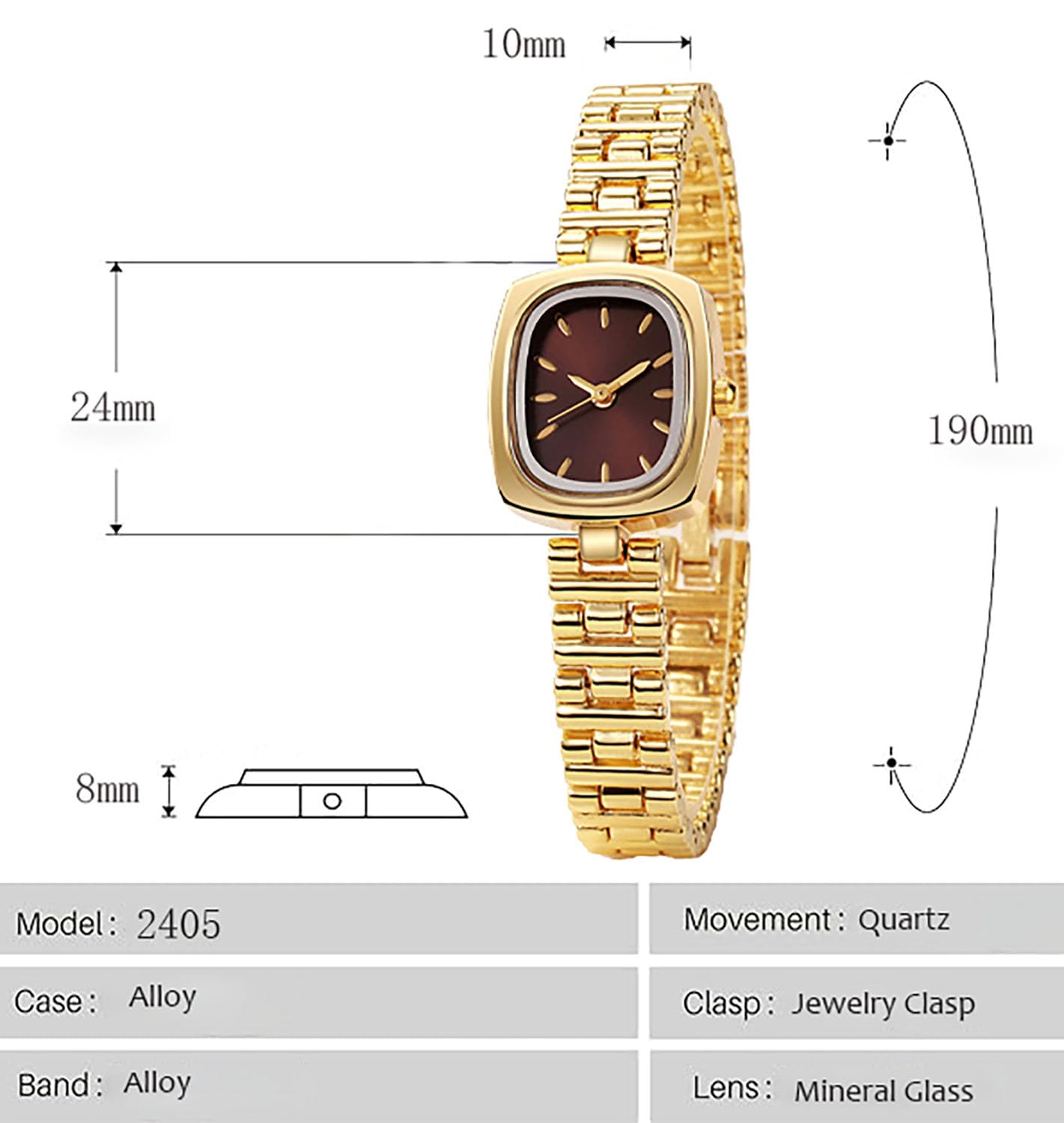 BESTKANG Watches for Women Watches Vintage Women's Dress Watchsquare Gold Watches for Women Bracelet Quartz Watch (Silver-White)