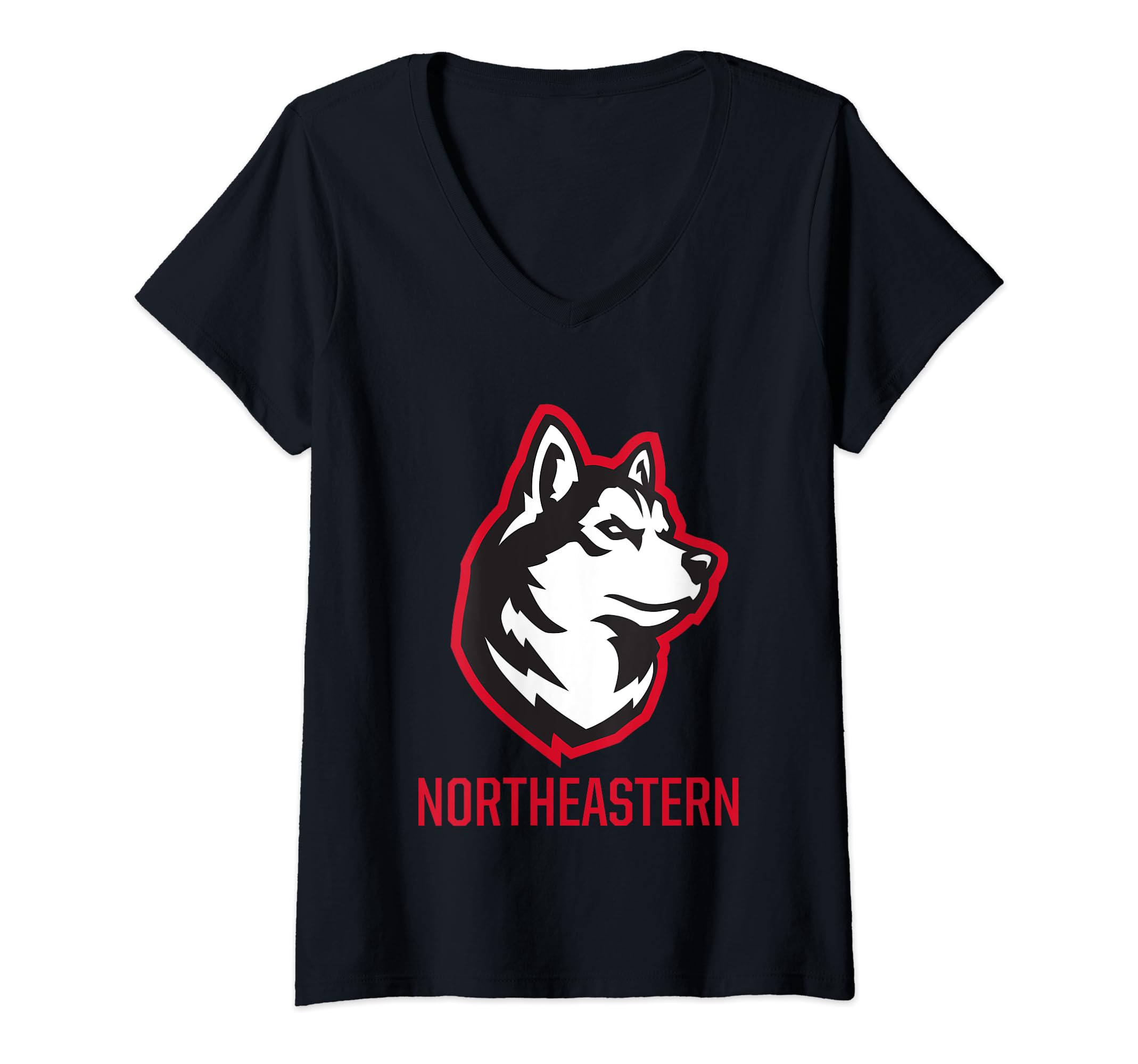 Womens Northeastern Huskies Icon Officially Licensed V-Neck T-Shirt