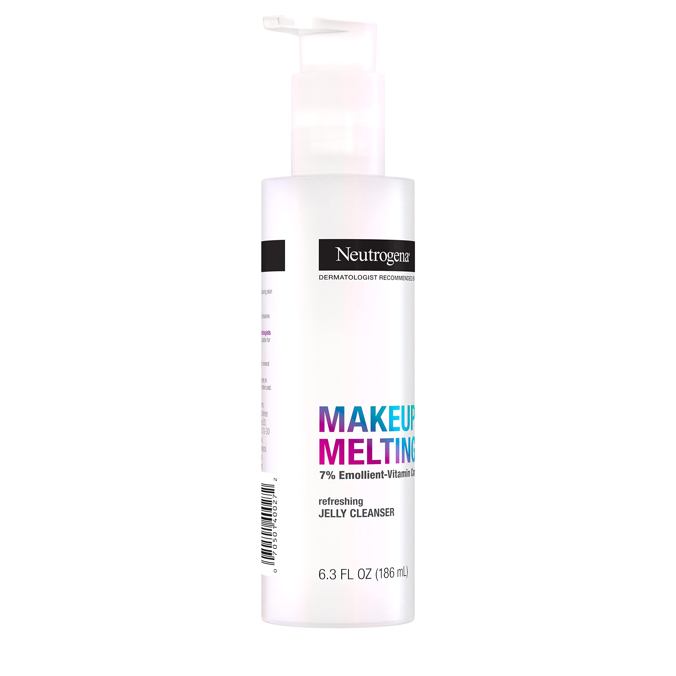 Neutrogena Makeup Melting Refreshing Jelly Cleanser, 7% Emollient-Vitamin Complex, Gentle Face & Eye Makeup Remover to Melt Stubborn Makeup, Cleanse & Condition Skin, Oil-Free, 6.3 fl. oz