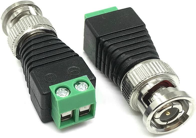 CRIVERS 20Pc Male and 20Pc Female 2.1x5.5mm DC Power Cable Jack Adapter Connector Plug Led Strip CCTV Camera Use 12V+20Pc Coaxial Camera Vedio BNC Male Balun Connector for Coax CAT5 to CCTV(60 Pc)