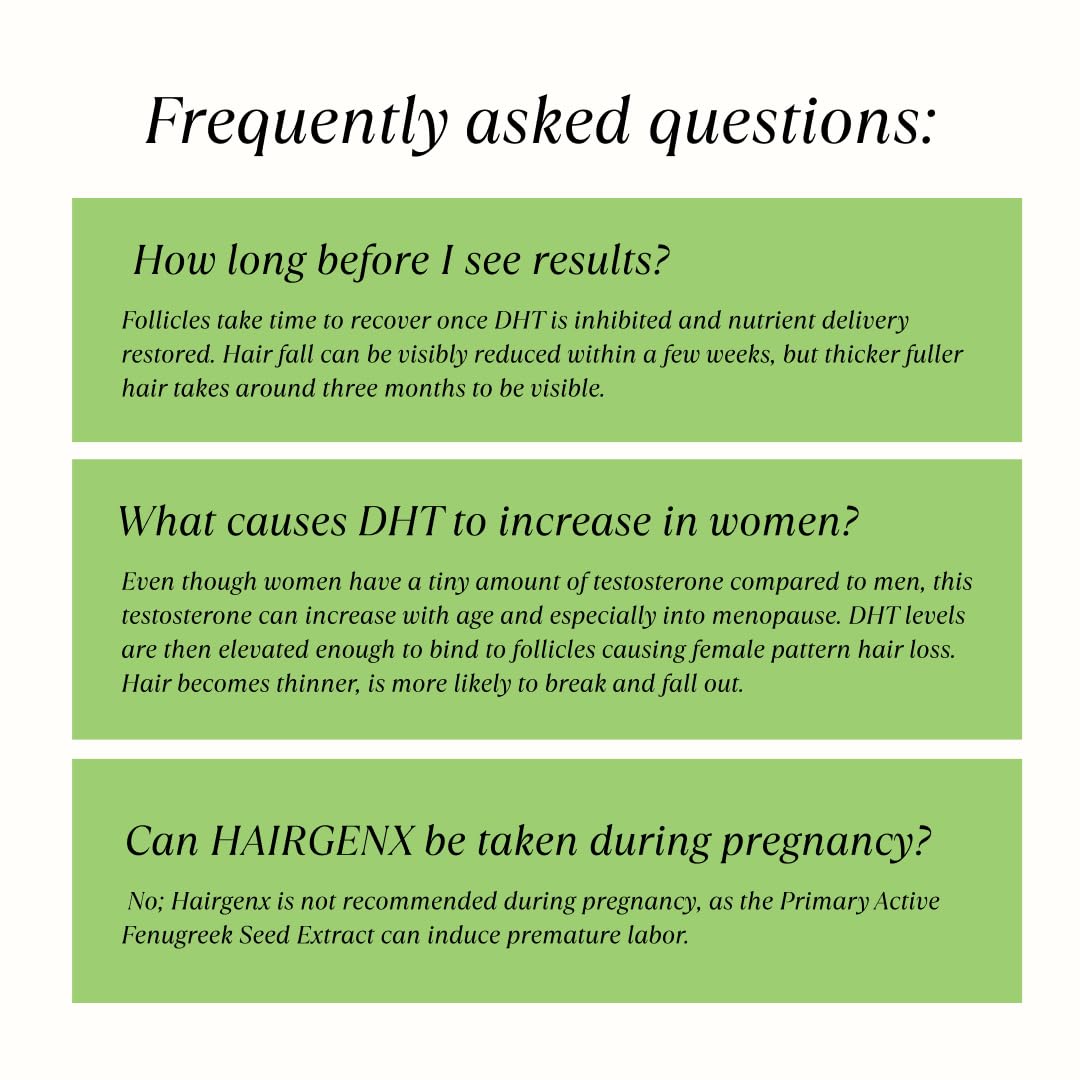 Hairgenx for HER | 150 Herbal Capsules (75 Day Supply) | DHT Blocker for Thicker, Fuller Hair | Natural Herbal Hair Loss Supplement for Women | Gluten-Free, Vegan-Friendly