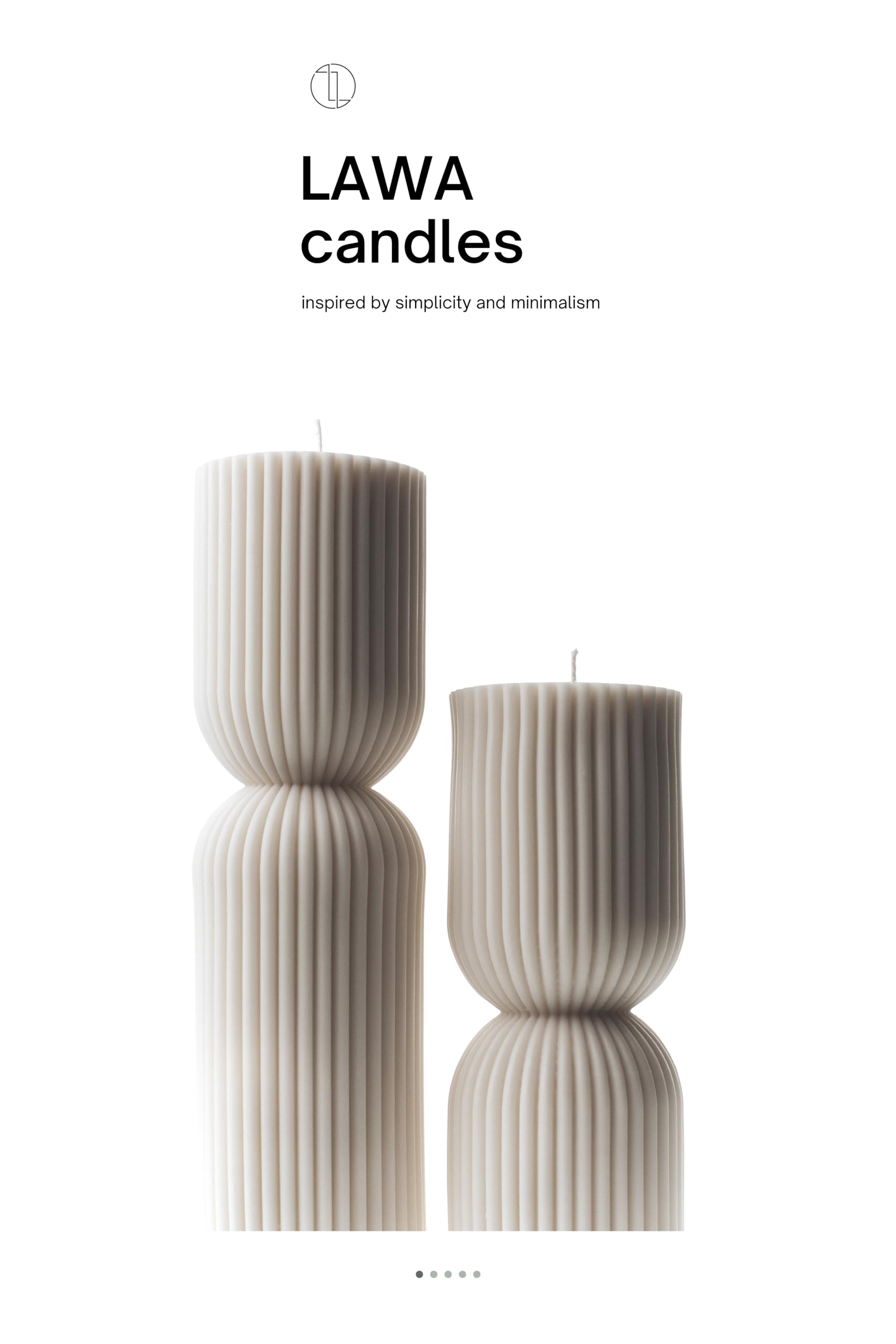 LAWA Hourglass Pillar Candle - Large Beautiful Handmade Pillar Scented Soy Wax Candle Elegant Bubble Aesthetic Candle Housewarming Gift Home Room Shelf Decor Idea White (Set of 2)