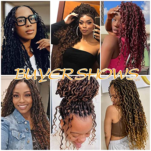 Goddess Locs Crochet Hair 14 Inch, 8 Packs Faux Locs Crochet Hair Pre Looped for Women, Boho Crochet Locs with Curly Ends (14 Inch 8 Packs, OT30#)