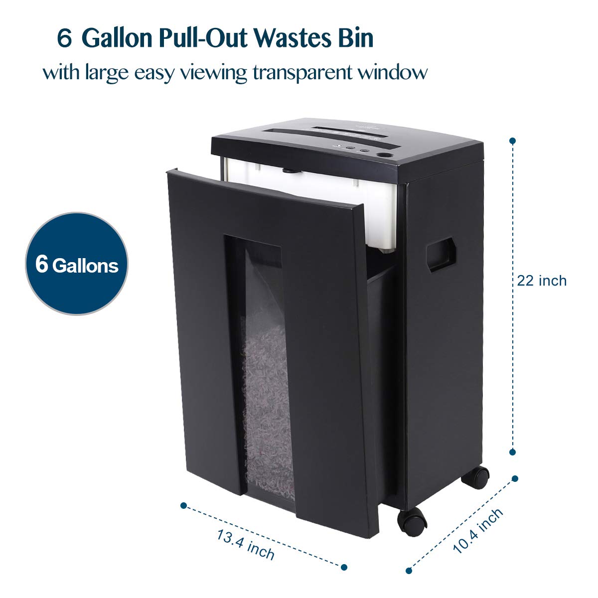 WOLVERINE 10-Sheet Super Micro Cut High Security Level P-5 Heavy Duty Paper/CD/Card Ultra Quiet Shredder for Home Office by 40 Mins Running Time and 6 Gallons Pullout Waste Bin SD9112 (Black ETL)