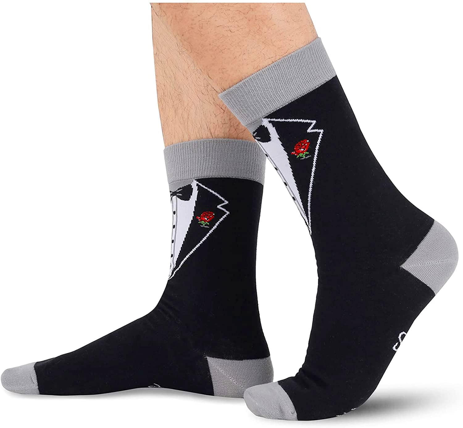 HAPPYPOP Groom Gifts from Bride I Do - Wedding Socks for Groom, Black Tuxedo Socks