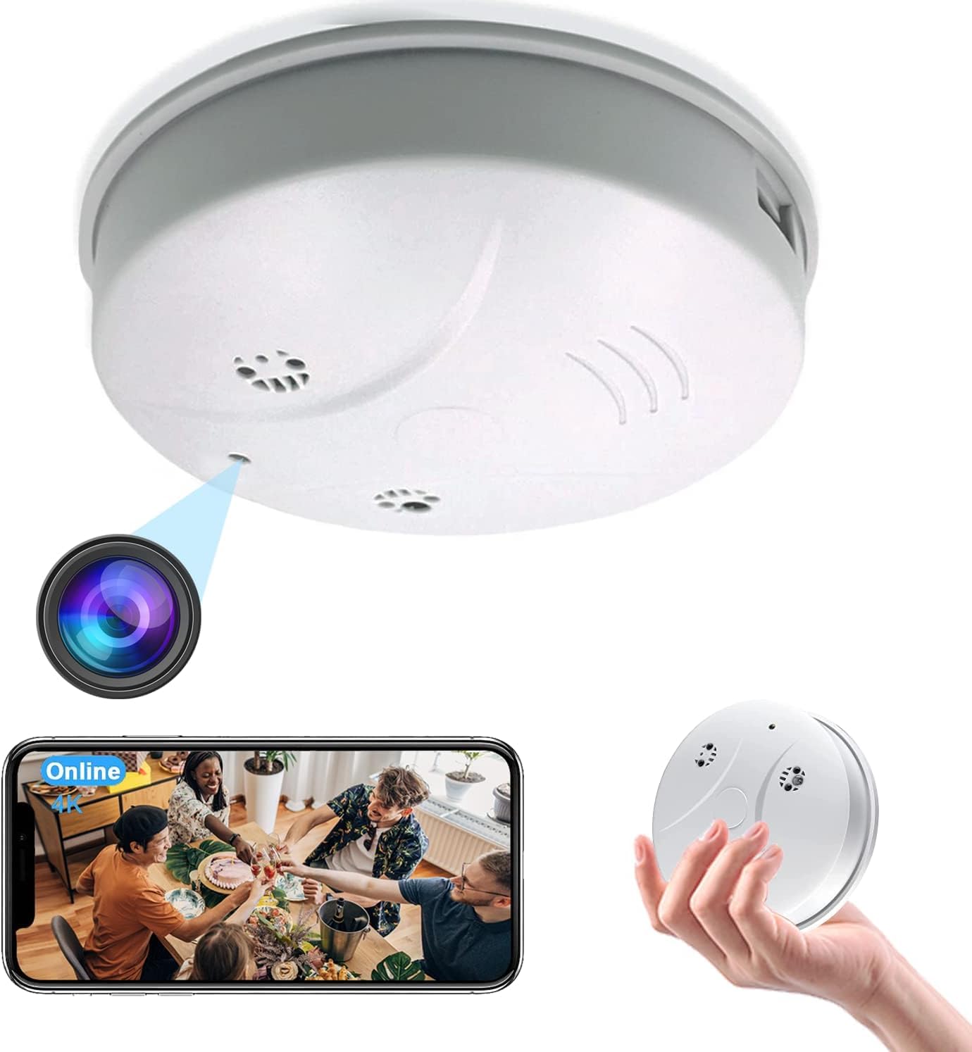 DAIFAC Wireless Spy Camera HD Smoke Detector Hidden Camera,WiFi Remote Real-Time Home Nanny Cam,Security Mini Small Pet Camera,Indoor Camera for Home Security/Office