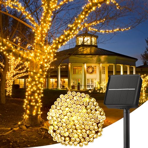 Minetom 2 Pack Solar Halloween Lights Outdoor, Total 80FT 200 LED Halloween String Lights with 8 Modes, Halloween Decoration Outdoor, Waterproof Solar String Lights for Outside Tree Yard Party, Purple