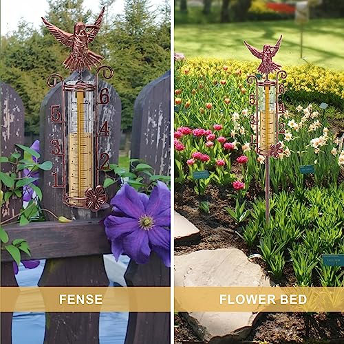 APSOONSELL Rain Gauge Large Number, 32" Copper Rain Gauges Outdoor, 7" Capacity Rain Gauge with Metal Stake for Garden Yard Lawn Decoration