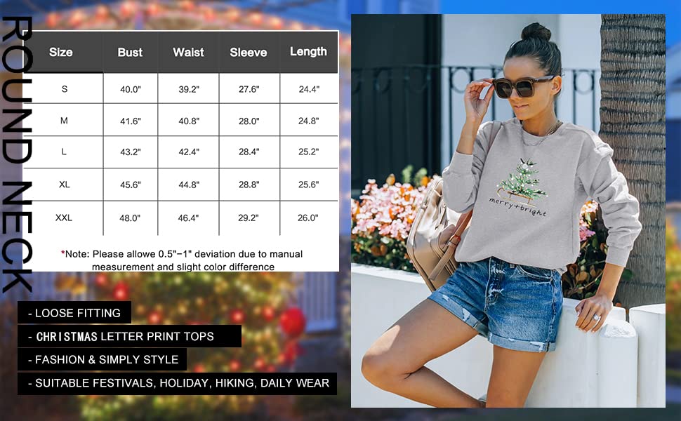 Merry and Bright Sweatshirt Women Merry Christmas Tops Leopard Plaid Christmas Tree Pullover Holiday Causal Blouse