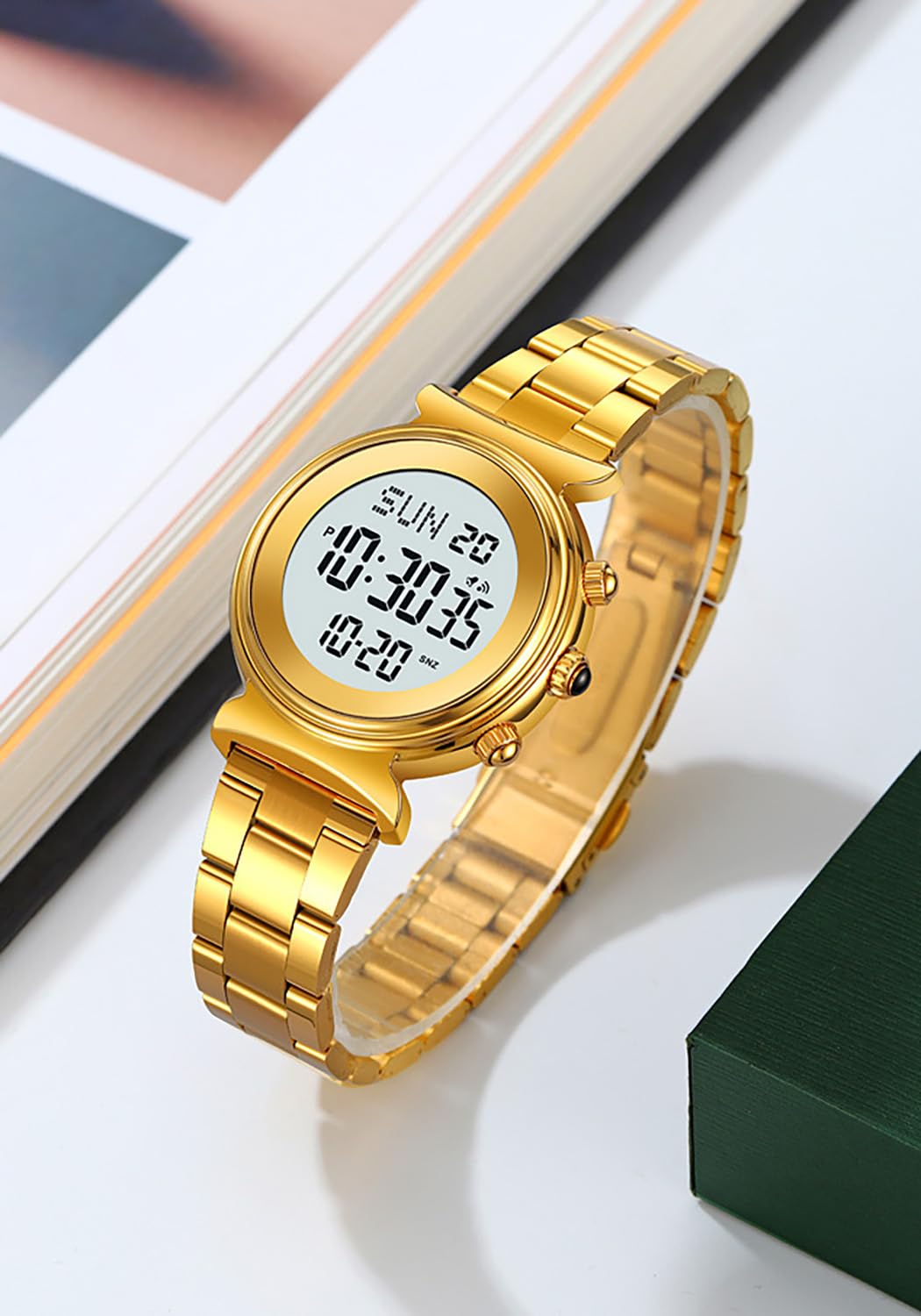 BESTKANG Women's Digital Watch - Stainless Steel, Gold, Waterproof, Dual Time, Date Watch - Women's Business Watch