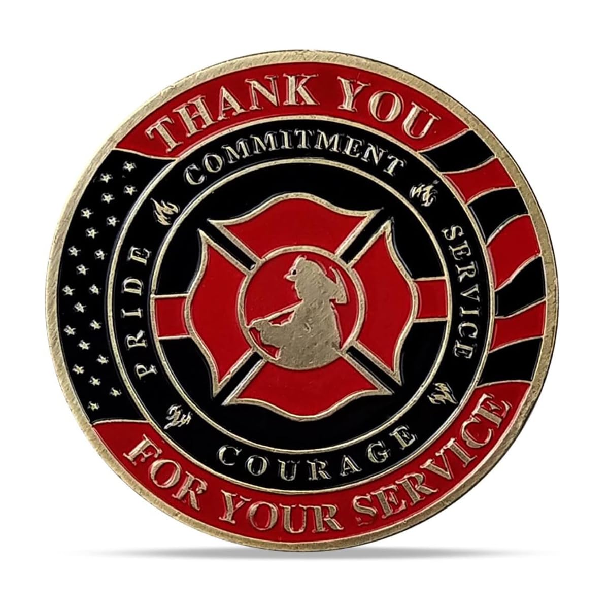 Thin Red Line Firefighter Challenge Coin Fireman Prayer Coin